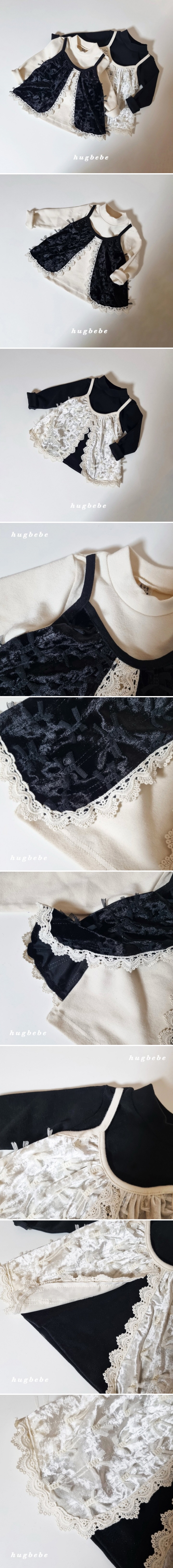 Hug Bebe - Korean Children Fashion - #prettylittlegirls - Lace Ribbon Bustier Peach Tee