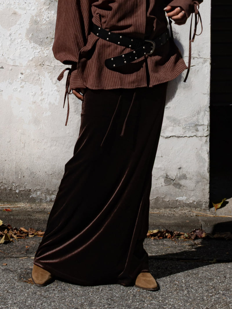 Inssense - Korean Women Fashion - #womensfashion - Velvet Easy Maxi Skirt - 4