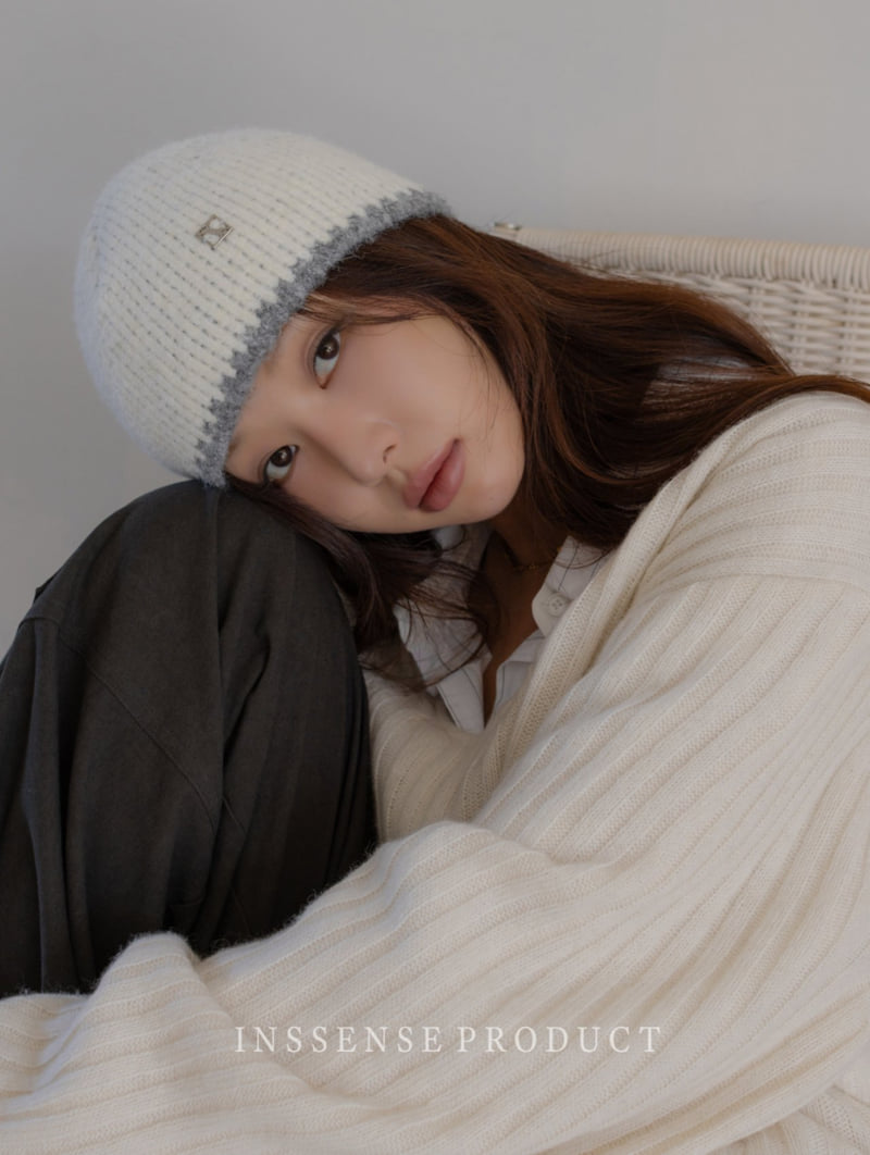 Inssense - Korean Women Fashion - #momslook - Two Tone Wool Symbol Knit Beanie - 5