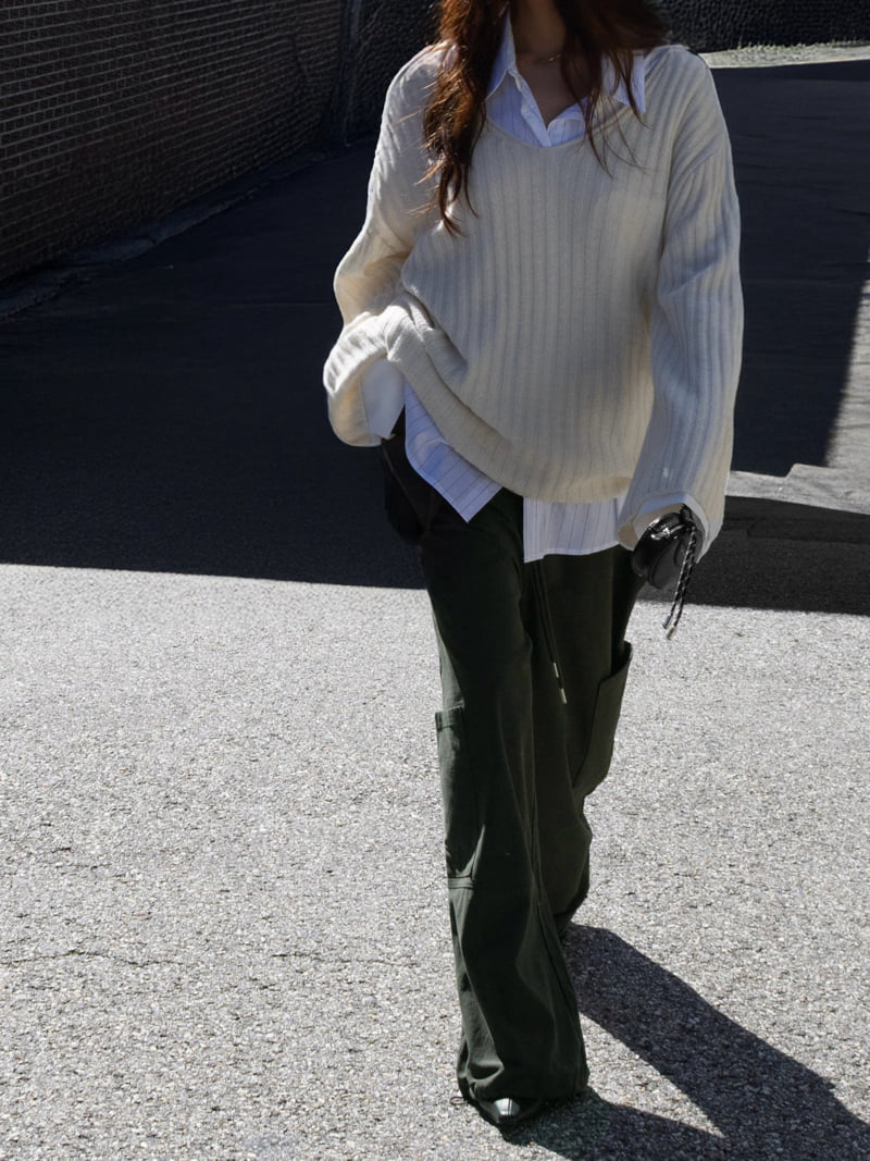 Inssense - Korean Women Fashion - #momslook - Peach Washed Multi Pocket Cargo Wide Pants