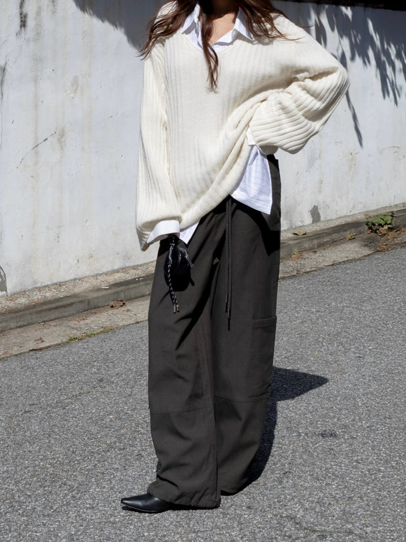 Inssense - Korean Women Fashion - #momslook - Peach Washed Multi Pocket Cargo Wide Pants - 3