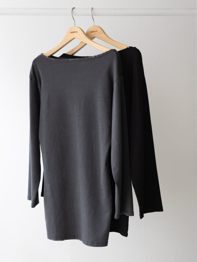 Inssense - Korean Women Fashion - #momslook - Pigment Damaged Off Shoulder Mini One-piece - 11