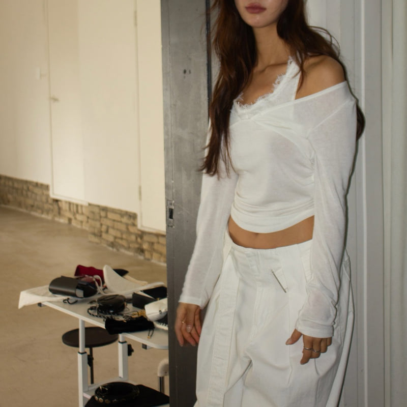 Inssense - Korean Women Fashion - #momslook - Lace Halter Layered Soft Top - 6