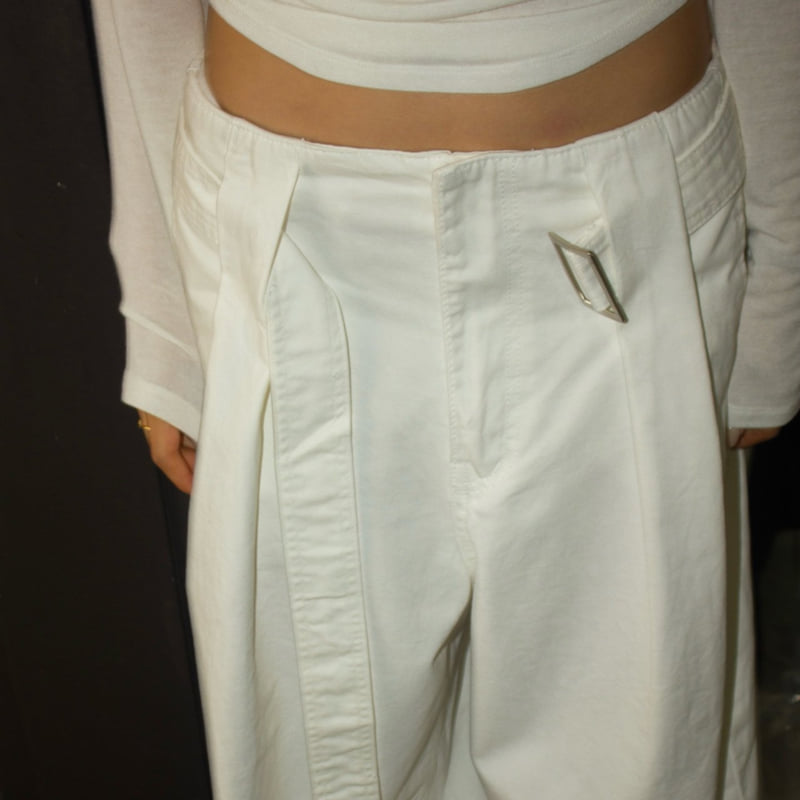 Inssense - Korean Women Fashion - #momslook - Premium Peach Volume Belted Wide Pants - 3