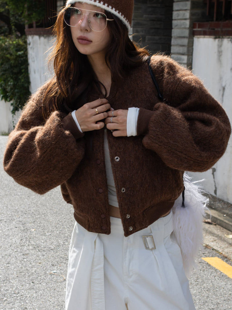 Inssense - Korean Women Fashion - #womensfashion - Premium Alpaca Wool Blend Bomber Jacket - 4