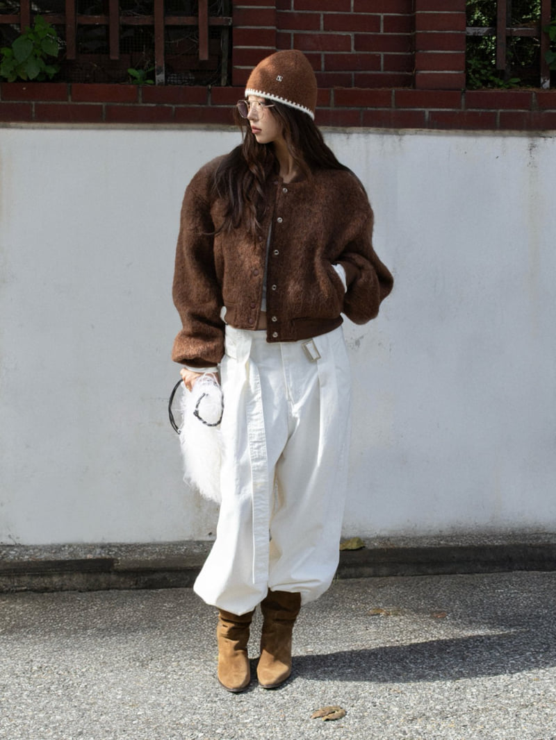 Inssense - Korean Women Fashion - #momslook - Premium Alpaca Wool Blend Bomber Jacket - 8