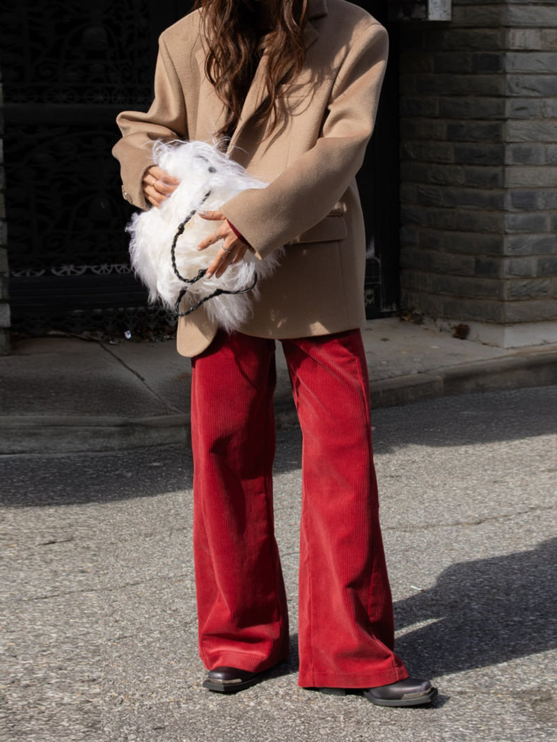 Inssense - Korean Women Fashion - #momslook - Corduroy Belted Layered Pocket Wide Pants - 3