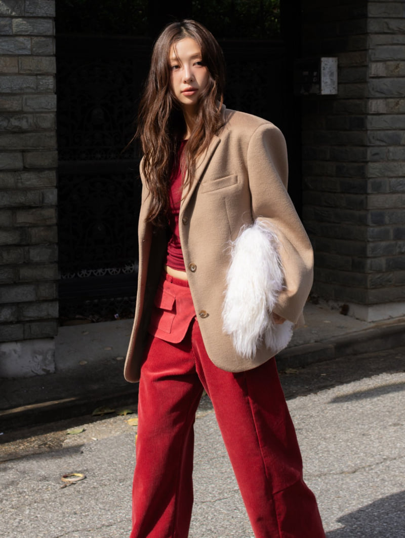 Inssense - Korean Women Fashion - #momslook - Corduroy Belted Layered Pocket Wide Pants - 5