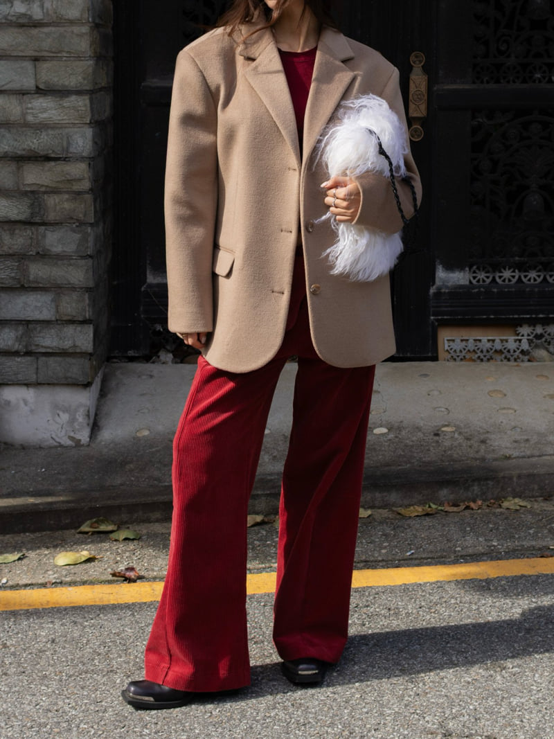 Inssense - Korean Women Fashion - #momslook - Corduroy Belted Layered Pocket Wide Pants - 6