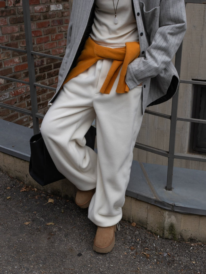 Inssense - Korean Women Fashion - #momslook - Side Panel Line Detail Fleece Jogger Pants