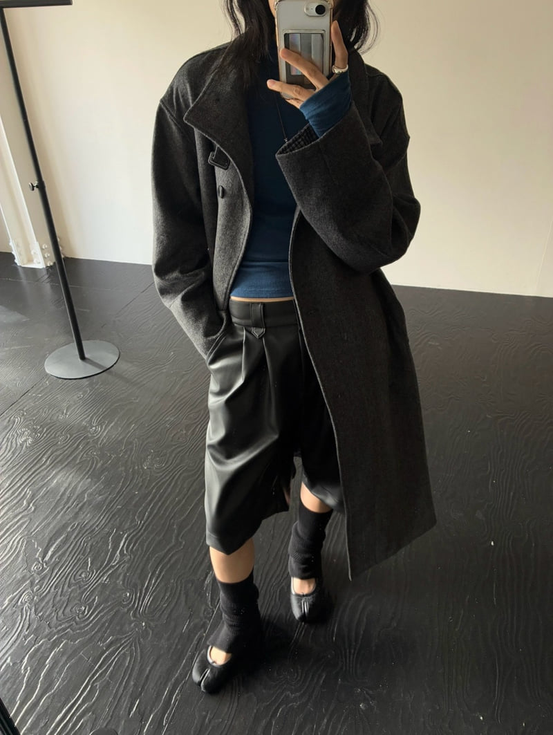 Inssense - Korean Women Fashion - #momslook - Wool Blend Raglan Maxi Belted Seasonal Coat - 8