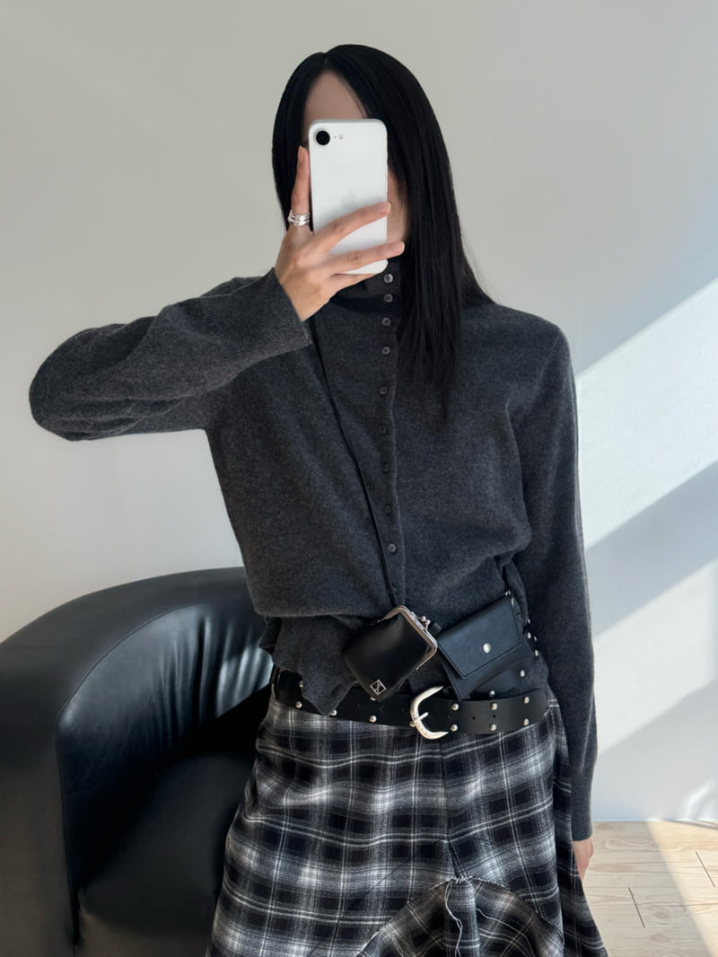 Inssense - Korean Women Fashion - #momslook - Merino High Neck Button Up Knit Cardigan