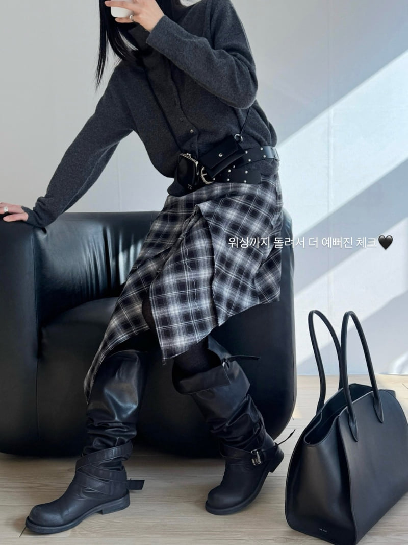 Inssense - Korean Women Fashion - #momslook - Merino High Neck Button Up Knit Cardigan - 2