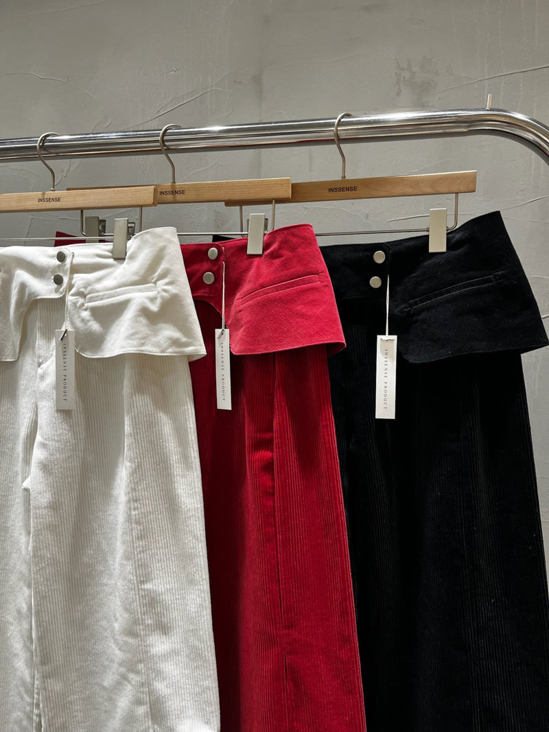 Inssense - Korean Women Fashion - #momslook - Corduroy Belted Layered Pocket Wide Pants - 9