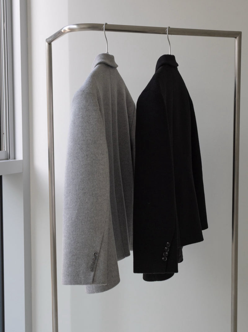 Inssense - Korean Women Fashion - #momslook - Curved Sleeve Wool Blend Tailored Jacket - 12
