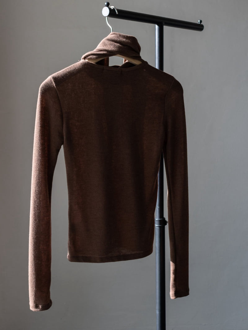 Inssense - Korean Women Fashion - #momslook - High Neck Tie Detail Warmer Tee - 7