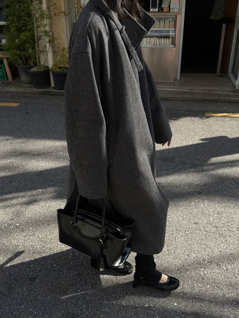 Inssense - Korean Women Fashion - #restrostyle - Wool Blend Raglan Maxi Belted Seasonal Coat - 3