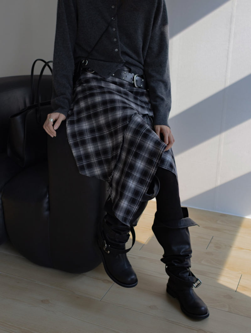 Inssense - Korean Women Fashion - #restrostyle - Vintage Washed Check Midi One-piece - 8