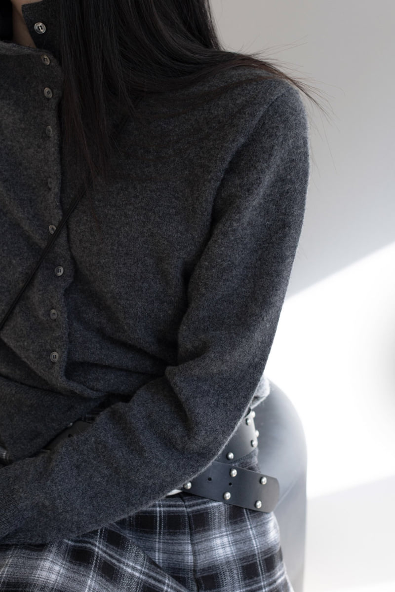 Inssense - Korean Women Fashion - #restrostyle - Merino High Neck Button Up Knit Cardigan - 7