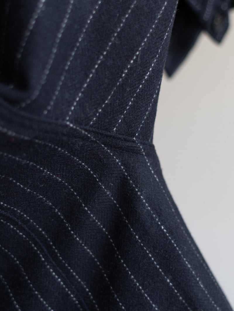 Inssense - Korean Women Fashion - #romanticstyle - Wool Stripe Quilted Oversized Shirt Jacket - 10
