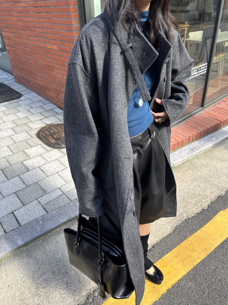 Inssense - Korean Women Fashion - #restrostyle - Wool Blend Raglan Maxi Belted Seasonal Coat - 4