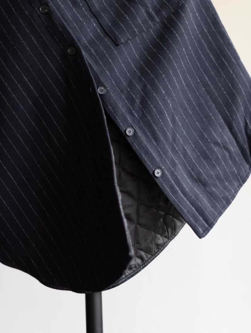 Inssense - Korean Women Fashion - #shopsmall - Wool Stripe Quilted Oversized Shirt Jacket - 11