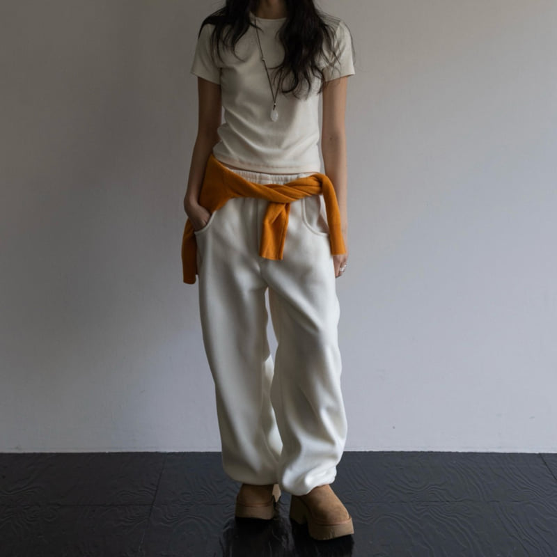 Inssense - Korean Women Fashion - #shopsmall - Side Panel Line Detail Fleece Jogger Pants - 8
