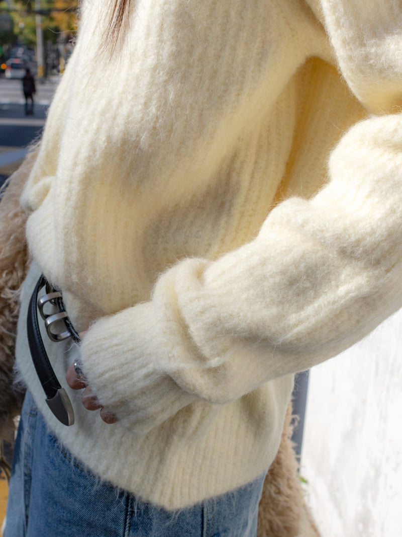 Inssense - Korean Women Fashion - #shopsmall - Oversized Alpaca Blend Crewneck Knit - 3