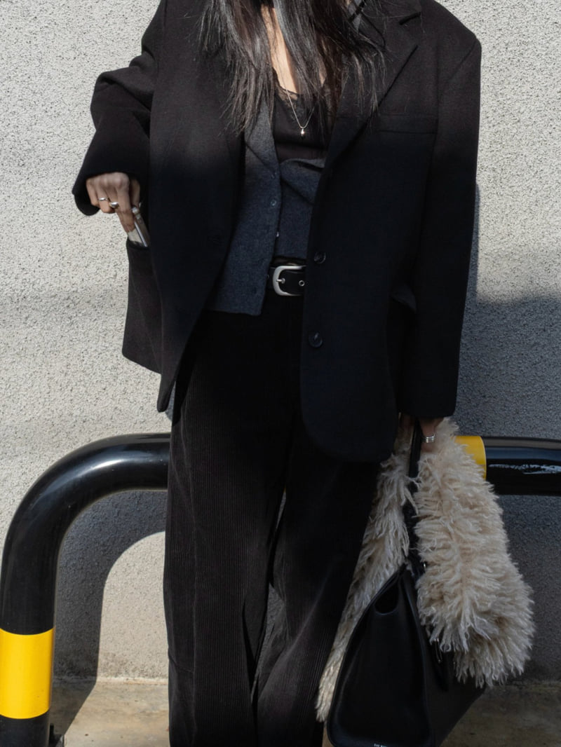 Inssense - Korean Women Fashion - #thatsdarling - Curved Sleeve Wool Blend Tailored Jacket - 6