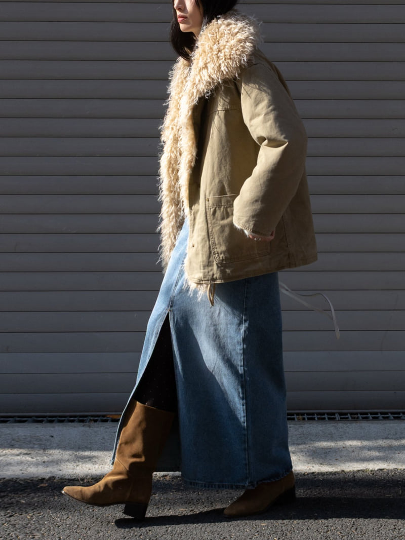 Inssense - Korean Women Fashion - #thelittlethings - Two Tone Front Slit Maxi Denim Skirt - 6