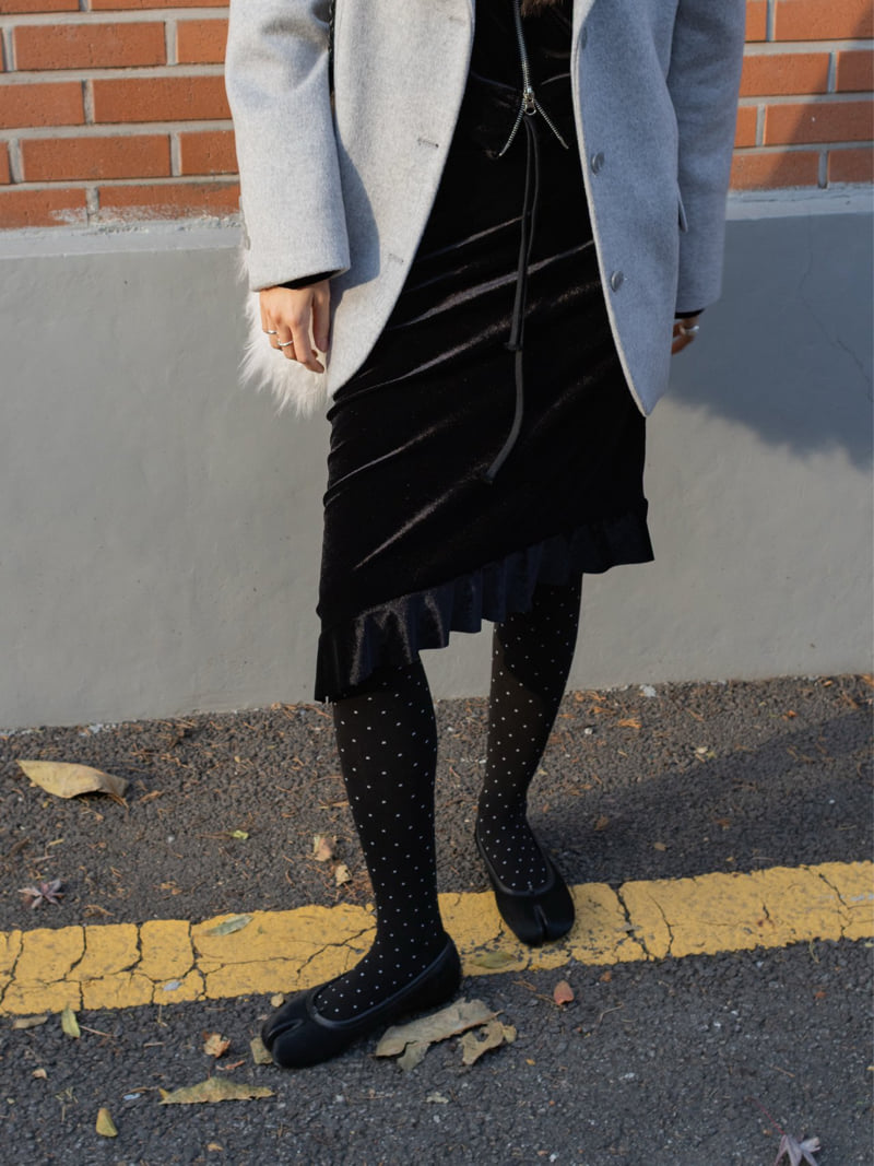 Inssense - Korean Women Fashion - #thelittlethings - Velvet Asymmetric Ruffle Midi Skirt - 3