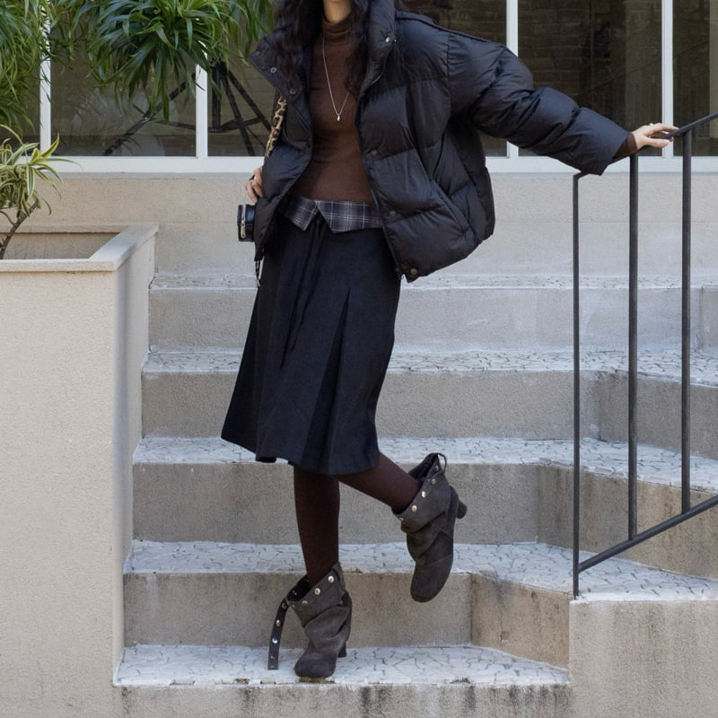 Inssense - Korean Women Fashion - #thelittlethings - Check Waist Pleated Midi Skirt