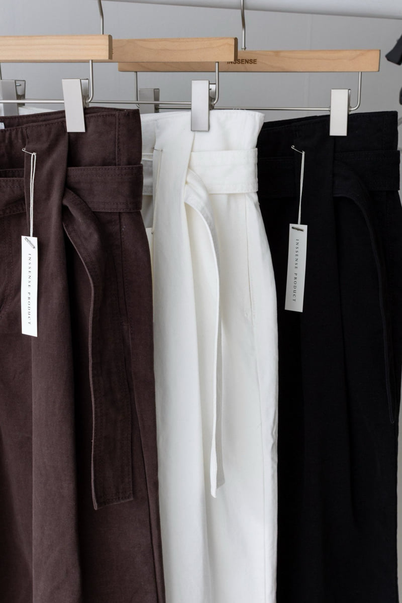 Inssense - Korean Women Fashion - #vintageinspired - Premium Peach Volume Belted Wide Pants - 11