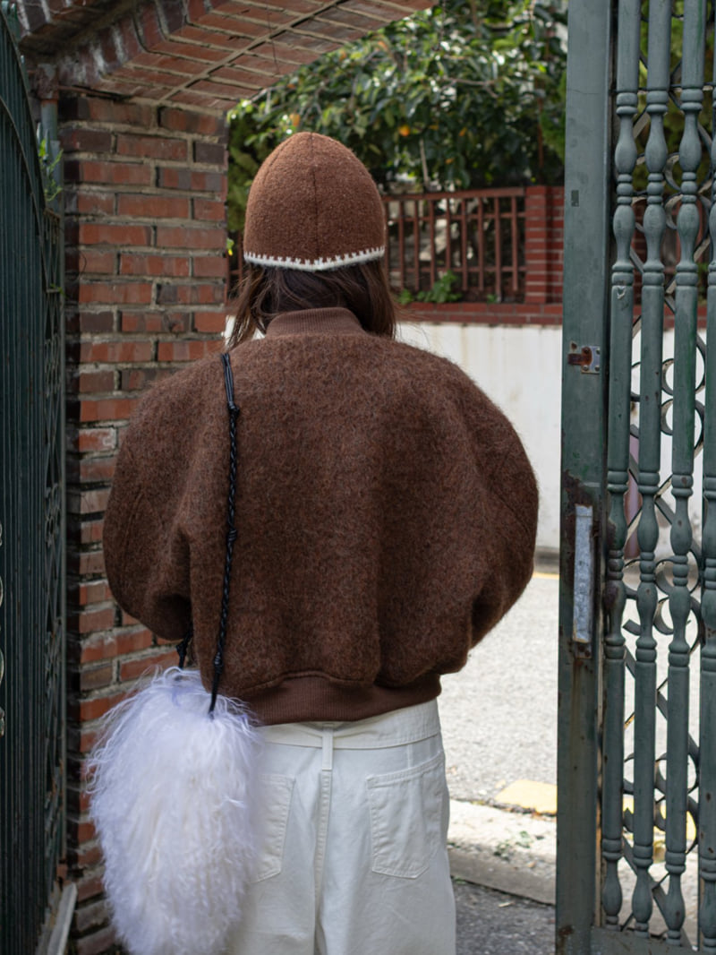 Inssense - Korean Women Fashion - #vintageinspired - Premium Alpaca Wool Blend Bomber Jacket - 10