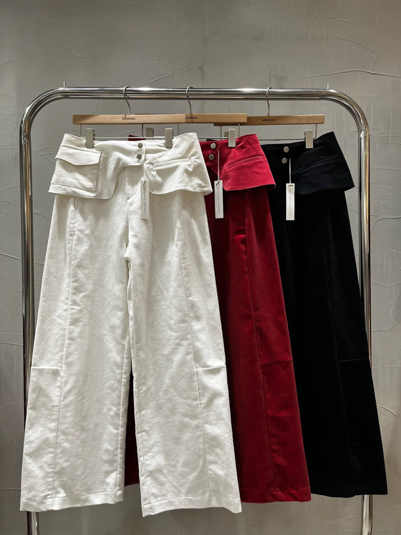Inssense - Korean Women Fashion - #vintagekidsstyle - Corduroy Belted Layered Pocket Wide Pants - 10