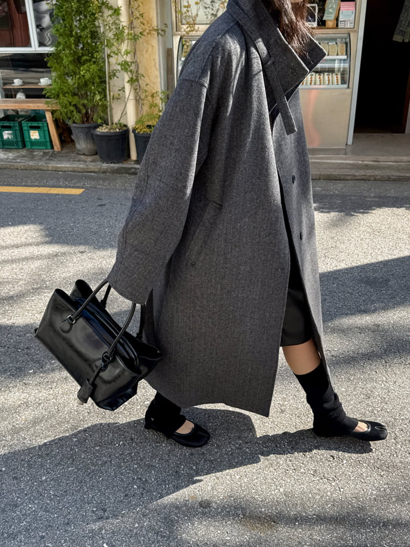 Inssense - Korean Women Fashion - #vintagekidsstyle - Wool Blend Raglan Maxi Belted Seasonal Coat