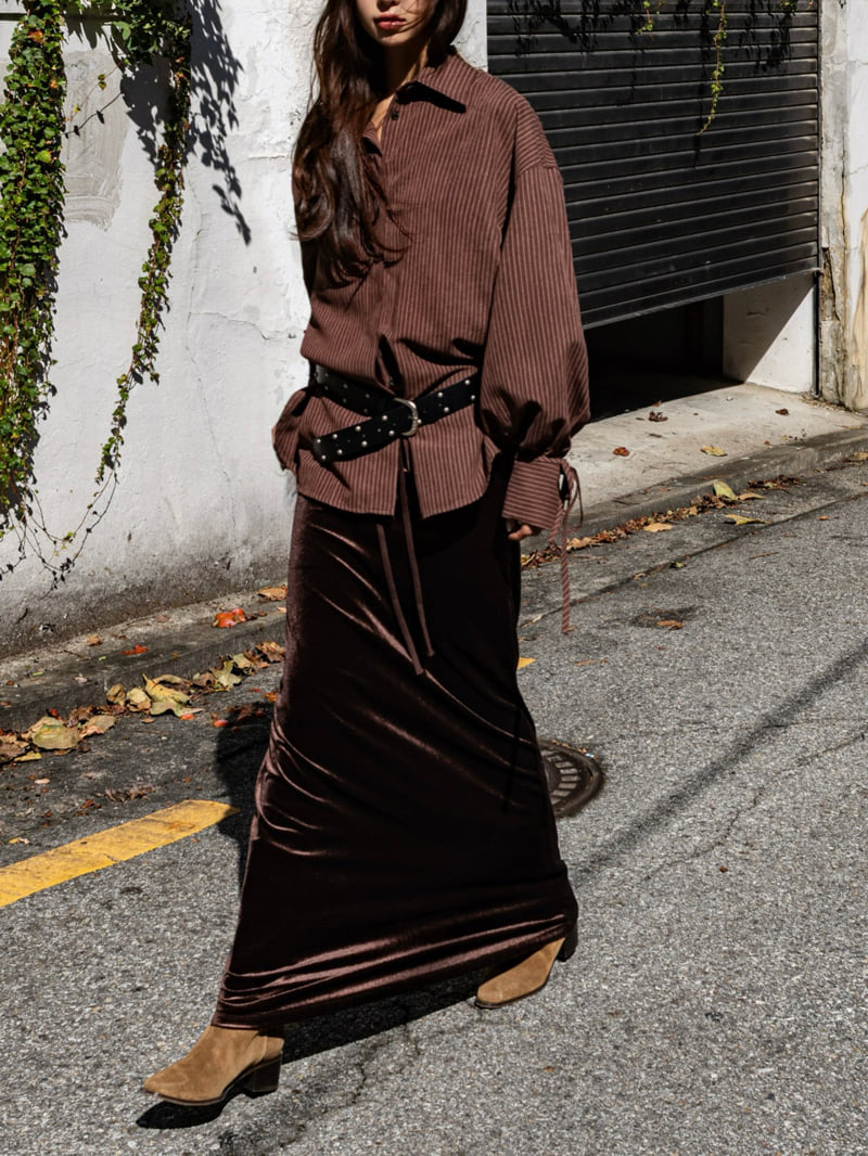 Inssense - Korean Women Fashion - #womensfashion - Velvet Easy Maxi Skirt