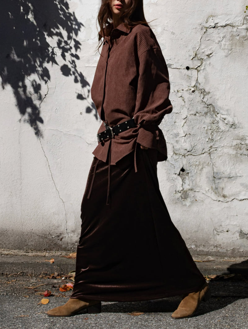 Inssense - Korean Women Fashion - #womensfashion - Velvet Easy Maxi Skirt - 3