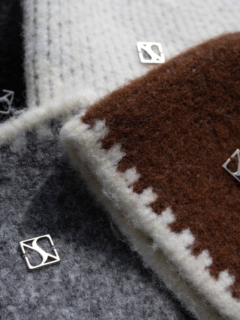 Inssense - Korean Women Fashion - #womensfashion - Two Tone Wool Symbol Knit Beanie - 12