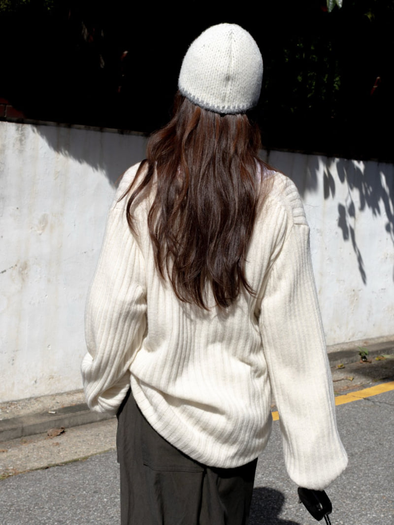 Inssense - Korean Women Fashion - #womensfashion - Oversized Merino Wool V Neck Knit - 7