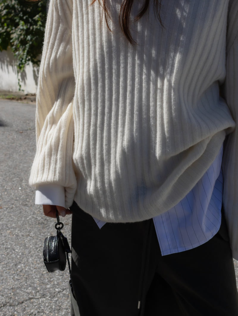 Inssense - Korean Women Fashion - #womensfashion - Oversized Merino Wool V Neck Knit - 9