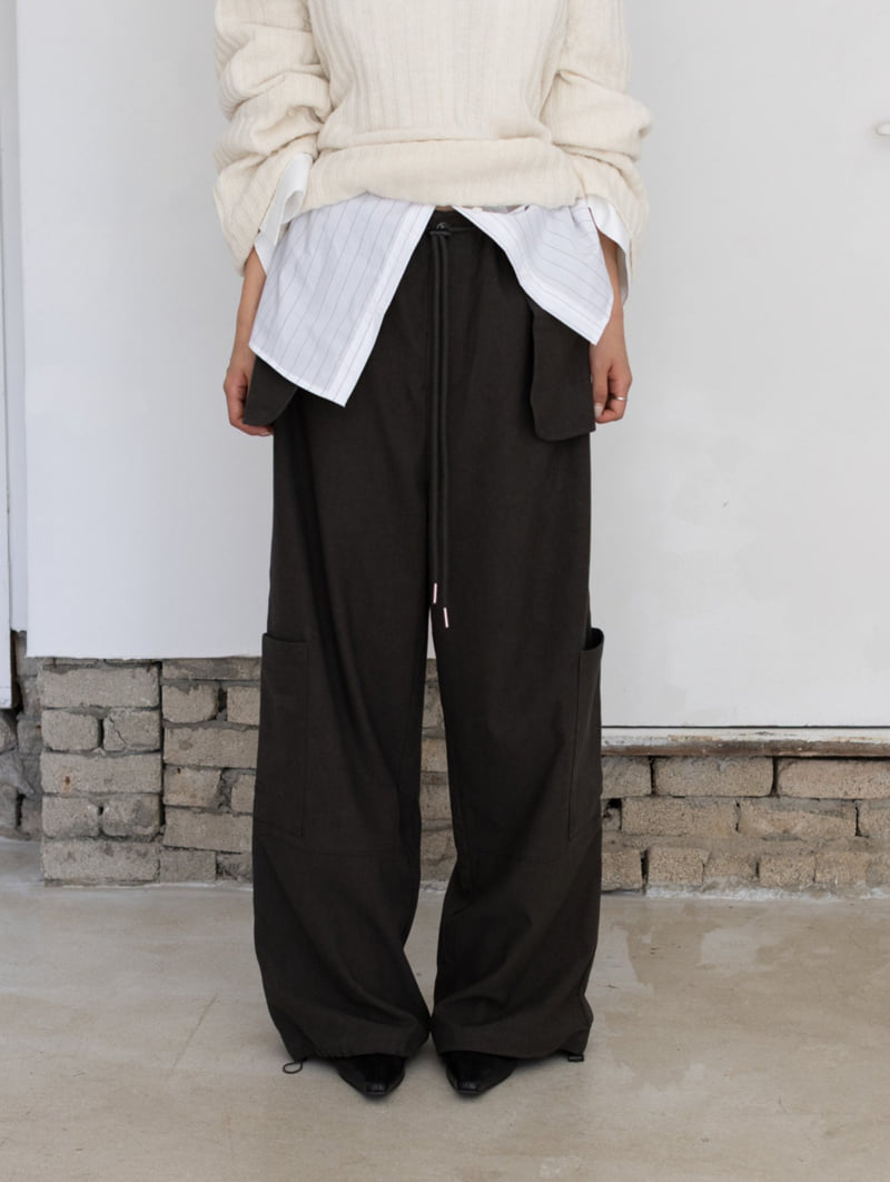 Inssense - Korean Women Fashion - #womensfashion - Peach Washed Multi Pocket Cargo Wide Pants - 10