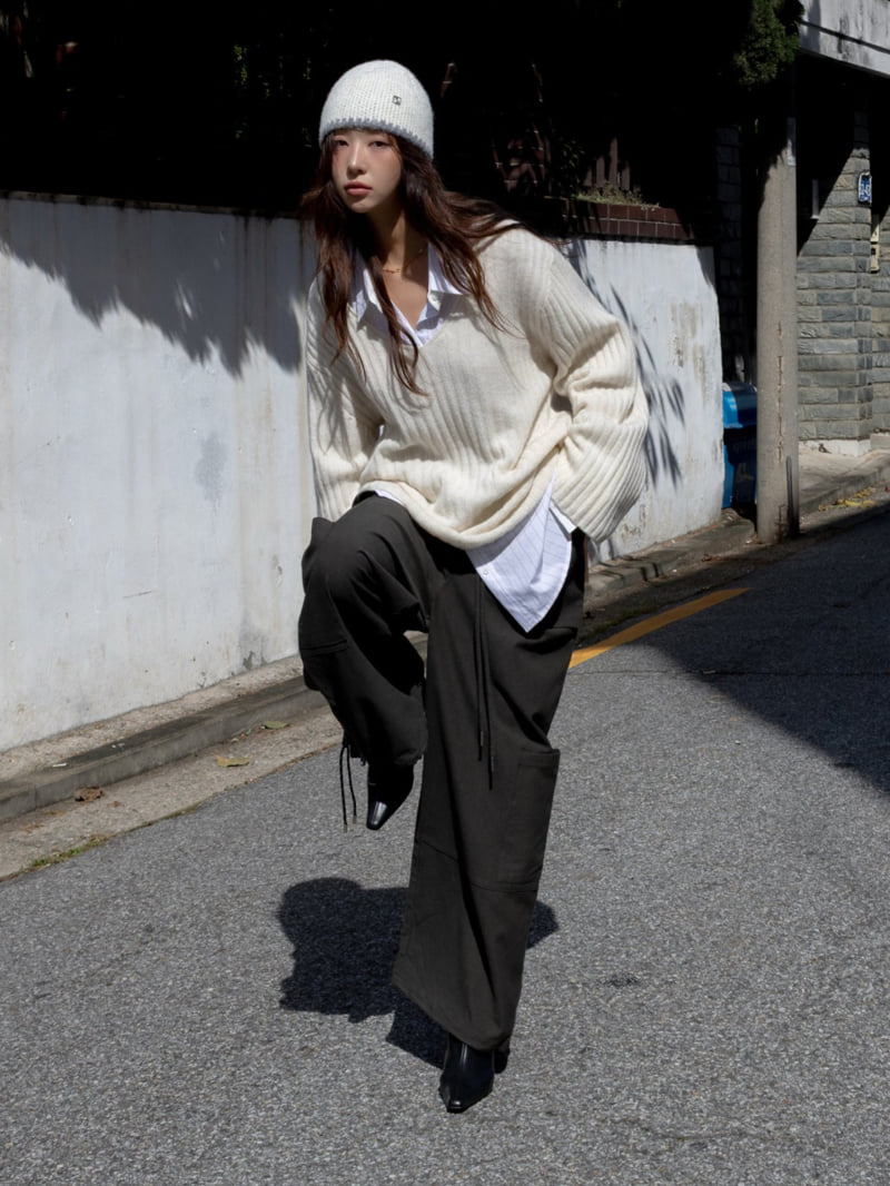 Inssense - Korean Women Fashion - #momslook - Peach Washed Multi Pocket Cargo Wide Pants - 4