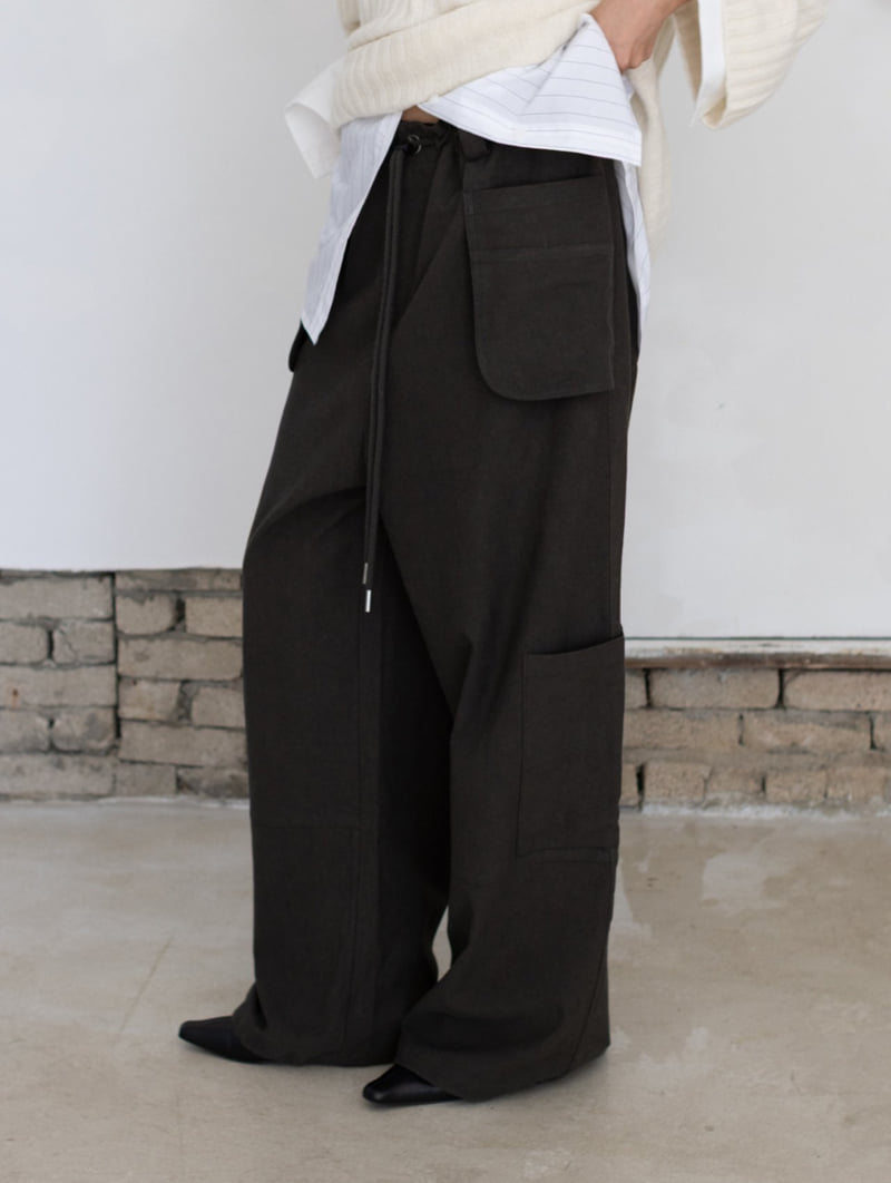 Inssense - Korean Women Fashion - #womensfashion - Peach Washed Multi Pocket Cargo Wide Pants - 8