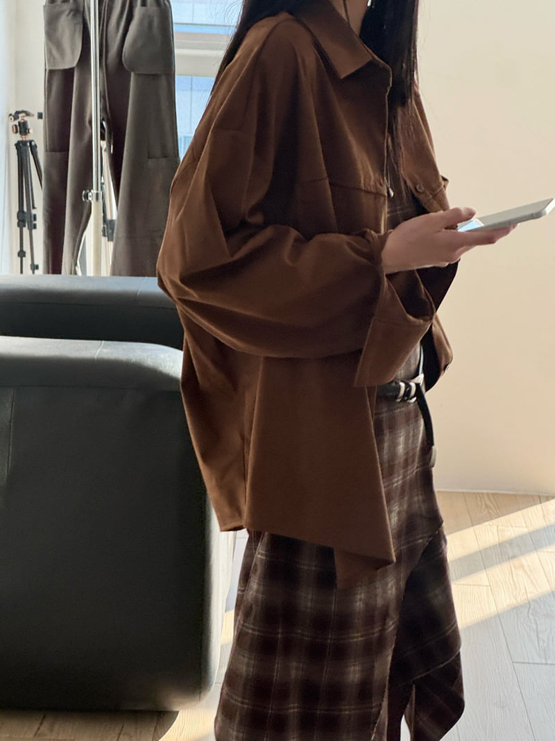 Inssense - Korean Women Fashion - #womensfashion - Oversized Suede Shirt