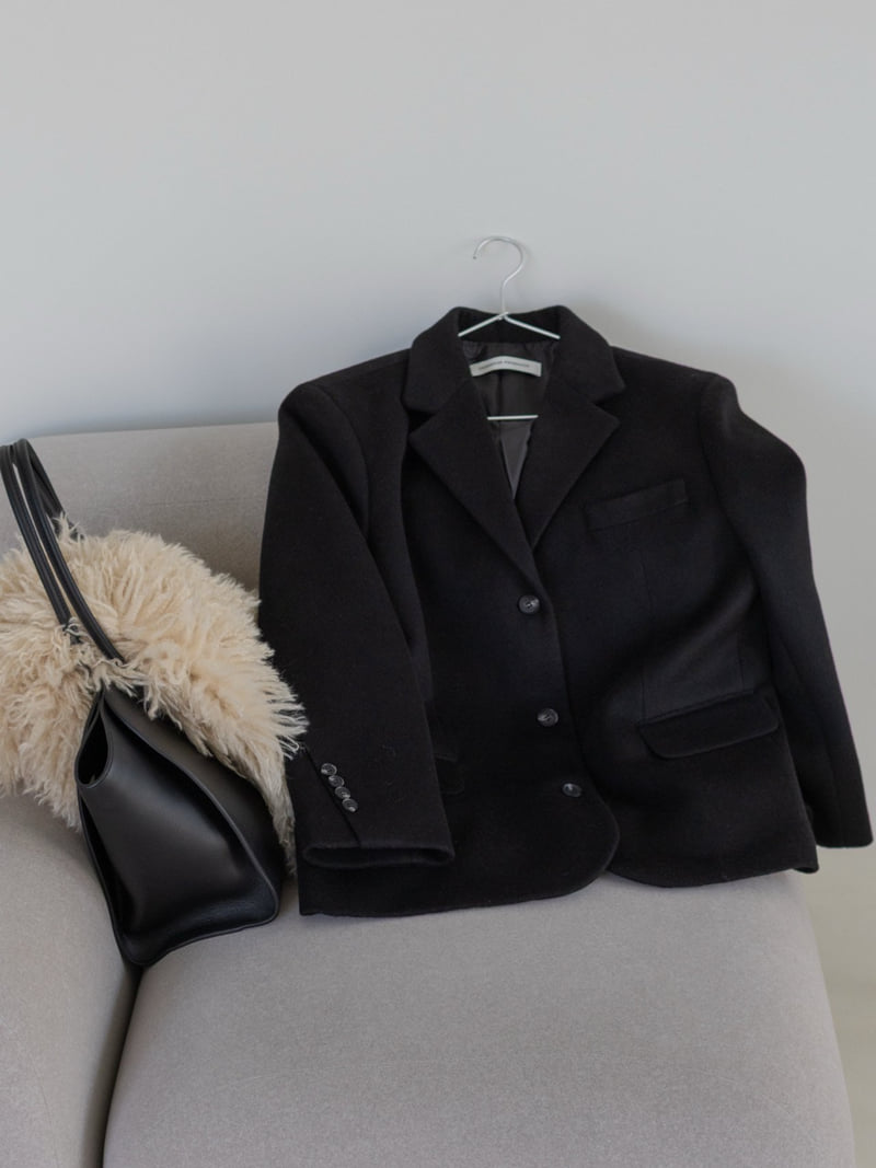 Inssense - Korean Women Fashion - #womensfashion - Curved Sleeve Wool Blend Tailored Jacket - 9