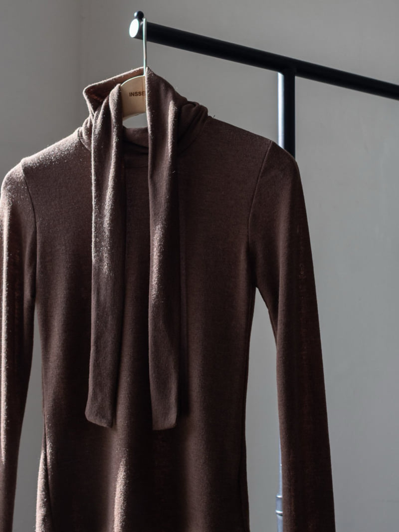 Inssense - Korean Women Fashion - #womensfashion - High Neck Tie Detail Warmer Tee - 6