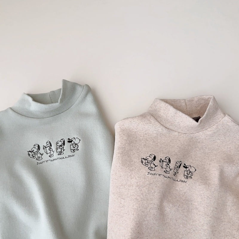 J-Room - Korean Children Fashion - #kidsshorts - Puppy Embroidery Half Turtleneck - 2