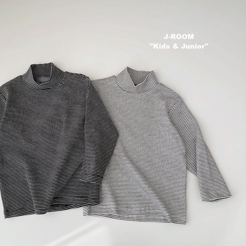 J-Room - Korean Children Fashion - #kidzfashiontrend - Basic Stripe Turtleneck Tee - 2