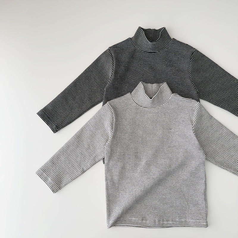 J-Room - Korean Children Fashion - #prettylittlegirls - Basic Stripe Turtleneck Tee - 7